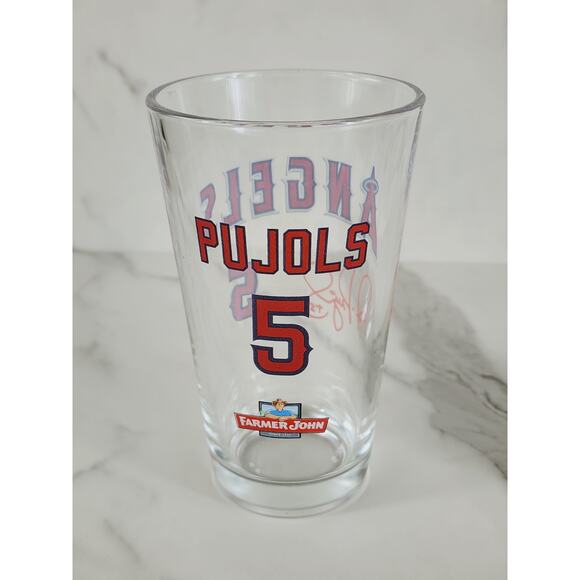 LA Angels Albert Pujols #5 Pint Beer Glass 16oz Drinkware 5 1/2" Tumbler x2 - Picture 2 of 13